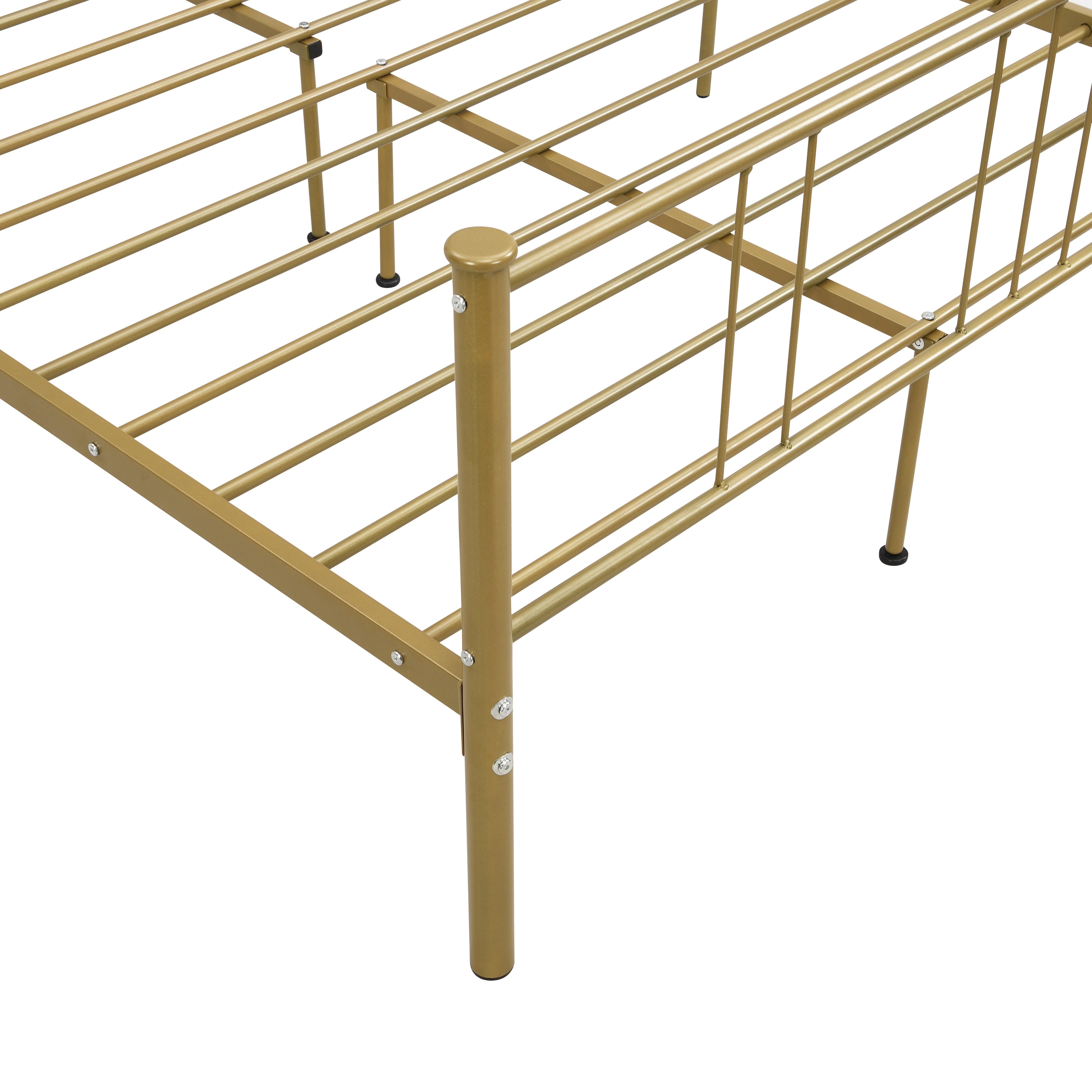 Metal Platform Bed Frame / Mattress Foundation / Noise-free and Non-slip Standard Steel Bed Platform /Modern Appearance / No Box Spring Needed /under The Bed Storage / 78"*56.7"*35.4", Gold