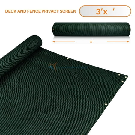 Protection Netting - 3' x 8' Dark Green Residential Commercial Privacy Deck Fence Screen 160 GSM Weather Resistant Outdoor Protection Fencing Net for Balcony Verandah Porch Patio Pool Backyard Rails