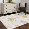 thumbnail image 4 of Christmas Area Rug 3x5 FT, Non Slip Entryway Bedside Carpet, Yellow Grey Winter Snowflake Rustic Washable Soft Floor Carpet Indoor Mat Non-Shedding Throw Rug for Dorm Kitchen Home Office, 4 of 9