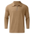 thumbnail image 4 of Waiimak Men Casual Solid Turndown Pullover Zipper High Elastic Blouse, 4 of 5