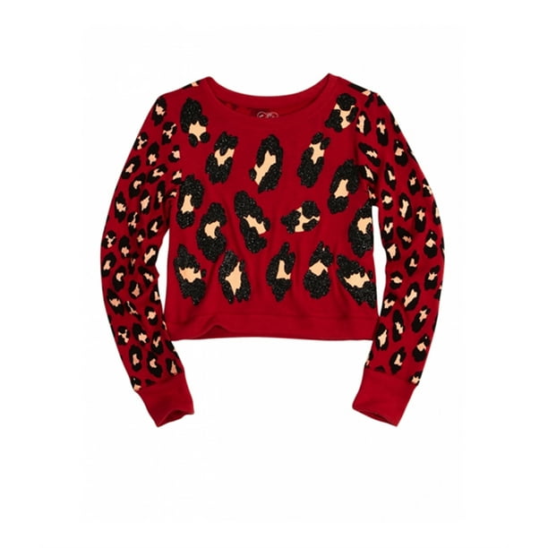 Justice Girls Glitter Animal Sudadera, Rojo, 8 Justice Camisa de entrenamiento