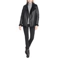 thumbnail image 2 of Calvin Klein Womens Shearling Biker Jacket, Black, Small, 2 of 2