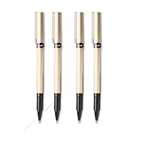 uni-ball Deluxe Fine Point Roller Ball Pens, 4 Black Ink Pens (60052)