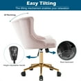 thumbnail image 3 of UBesGoo Armless Office Chair Flannel Computer Task Chair Adjustable Swivel Vanity Chair with Ergonomic Backrests and Wheels for Conference and Home Light Pink & Gold, 3 of 9