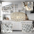 thumbnail image 3 of Maxax 4 Lights Crystal Chandelier, Modern Drum Ceiling Light Fixture Lamp, Raindrop Flush Mount Round Metal Shade, for Dining Room, Living Room, Bathroom, Bedroom, Chrome, 3 of 6