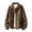A191-Coffee, variant on Men's Long Sleeve Turn Down Collar Bomber Jacket with Single Chest Zipper Pocket Elastic Rib Cuffs Vintage Casual Pullover Outerwear