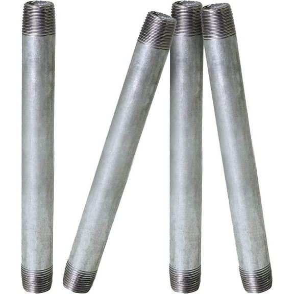 Ironwerks Designs Steel Nipple Pipe Galvanized, 1" x 12" - 4 Pack