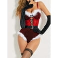 thumbnail image 2 of Avidlove Christmas Lingerie for Women Snap Crotch Bodysuit Santa Lace up Lingerie With Underwire and Belt, 2 of 4
