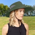thumbnail image 3 of Ticikt Ladies' Outdoor Sun Hat, Breathable Wide Brim Bucket Hat with Chin Strap for Camping,Army Green, 3 of 5