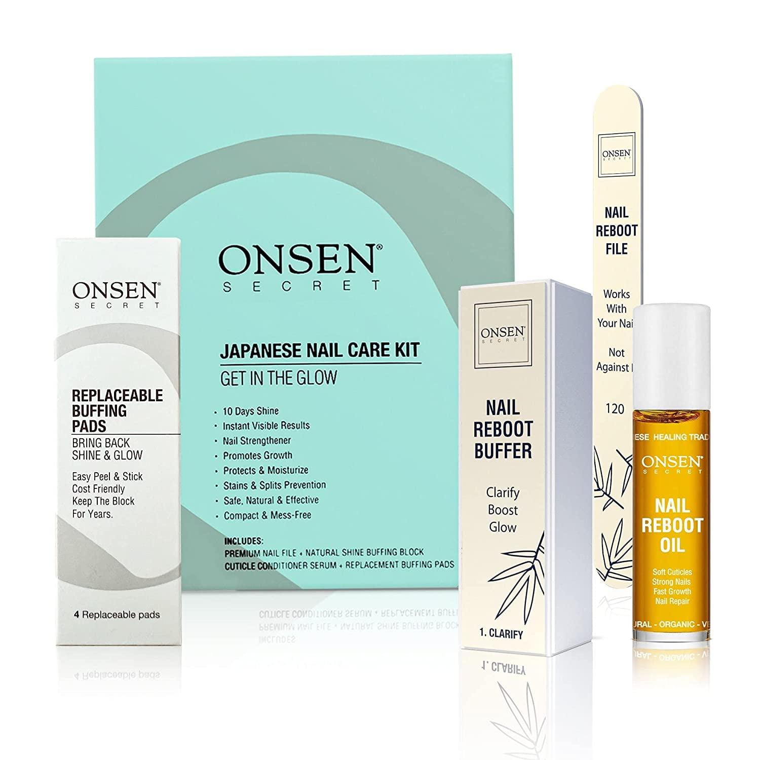 Onsen Secret Japanese Nail File Buffer and Shine Kit Professional