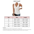 thumbnail image 3 of Camiseta sin mangas fruncida con cuello en V para mujer, camisa sin mangas con decoración de botones huecos y ojales, cintura de Color liso, 3 of 6