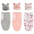 thumbnail image 2 of Saco de dormir de algodón para recién nacido, manta envolvente para bebé, conjunto de gorro, saco de dormir ajustable para recién nacido, mantas de muselina de 0 a 6M, 2 uds., 2 of 4