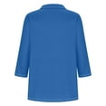 thumbnail image 3 of MIUOWANP Women's 3/4 Sleeve Tops Classic Solid Color Easy to Mix and Match Lapel V-Neck Business Casual Blouse Size XXL(12)Dark Blue, 3 of 4