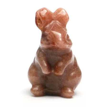 GKNET 1.5 Rabbit Easter Statue Stone Carving Natural Quartz Crystal Healing Decor 1PC-Strawberry Quartz-1PC (Color Random Pick)