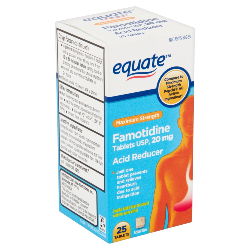 Equate Maximum Strength Acid Reducer Tablets, 20 mg, 25 Count Walmart