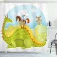 thumbnail image 1 of Ambesonne Cartoon Shower Curtain, Knight and His Horse, 69"Wx75"L, Apple Green Sky Blue, 1 of 3