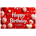 thumbnail image 3 of Red Love Themed Happy Birthday Banner with Heart Balloons and Decorations Background Backdrop Party Supplies Photography Props Birthday Decoration Birthday Party Decorations, 3 of 8