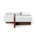 thumbnail image 5 of Modern White and Walnut Square Coffee Table with Storage, 5 of 7