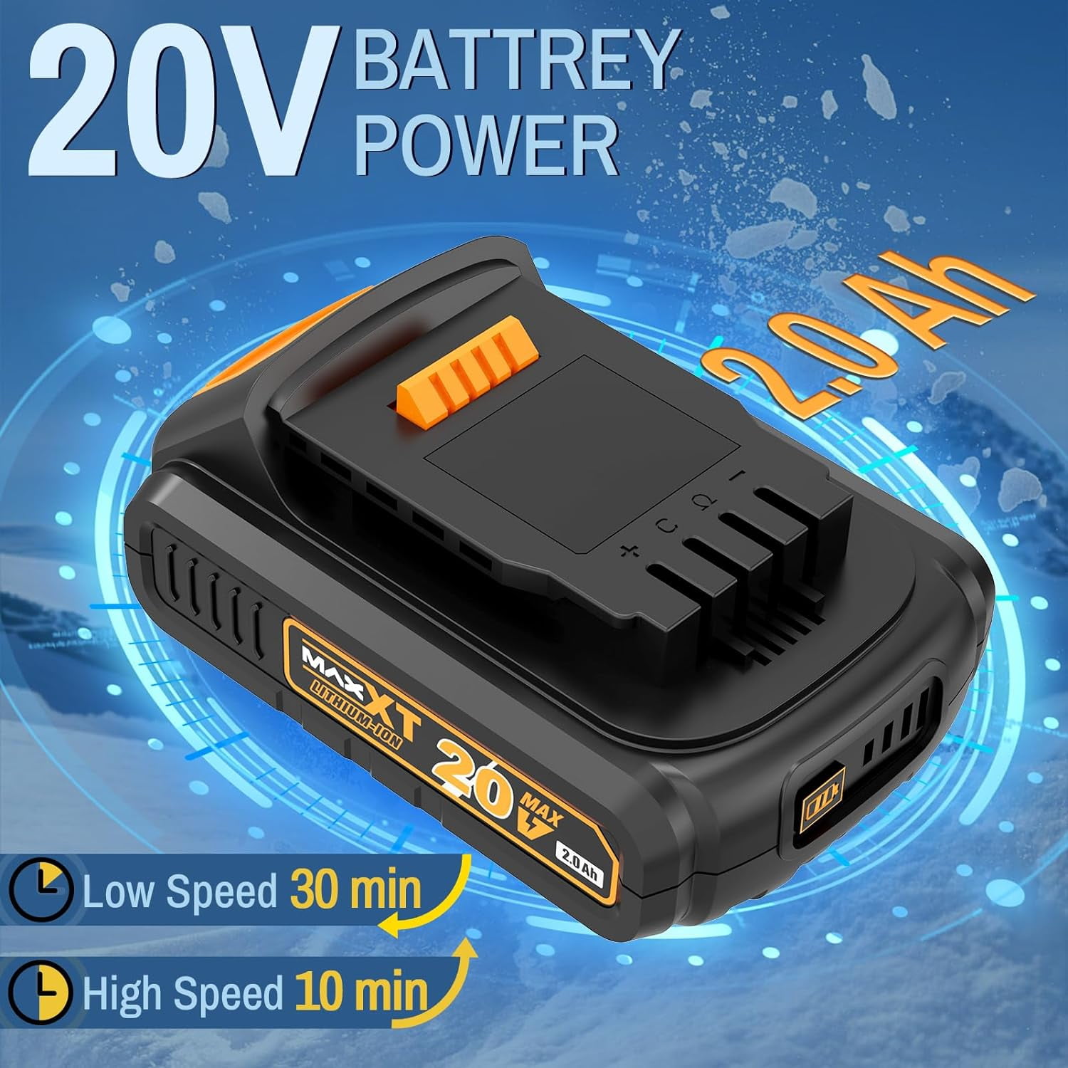 Cordless Leaf Blower, MAXXT 20V Battery Powered Blower with 2.0Ah Battery 90MPH 360CFM 3 Speed, Brushless Handheld Electric Leaf Blowers for Snow Blowing & Lawn Care Yard Cleaning