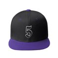 thumbnail image 2 of Daxton Classic Snapback Old English A to Z Numbers Initials Flat Bill Visor Cap-Black Purple Hat, Number 5, 2 of 2