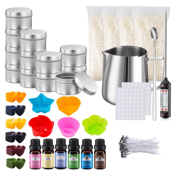 Amdohai 12PCS DIY Candle Making Kit Supplies with Beeswax Pot Candle Wicks