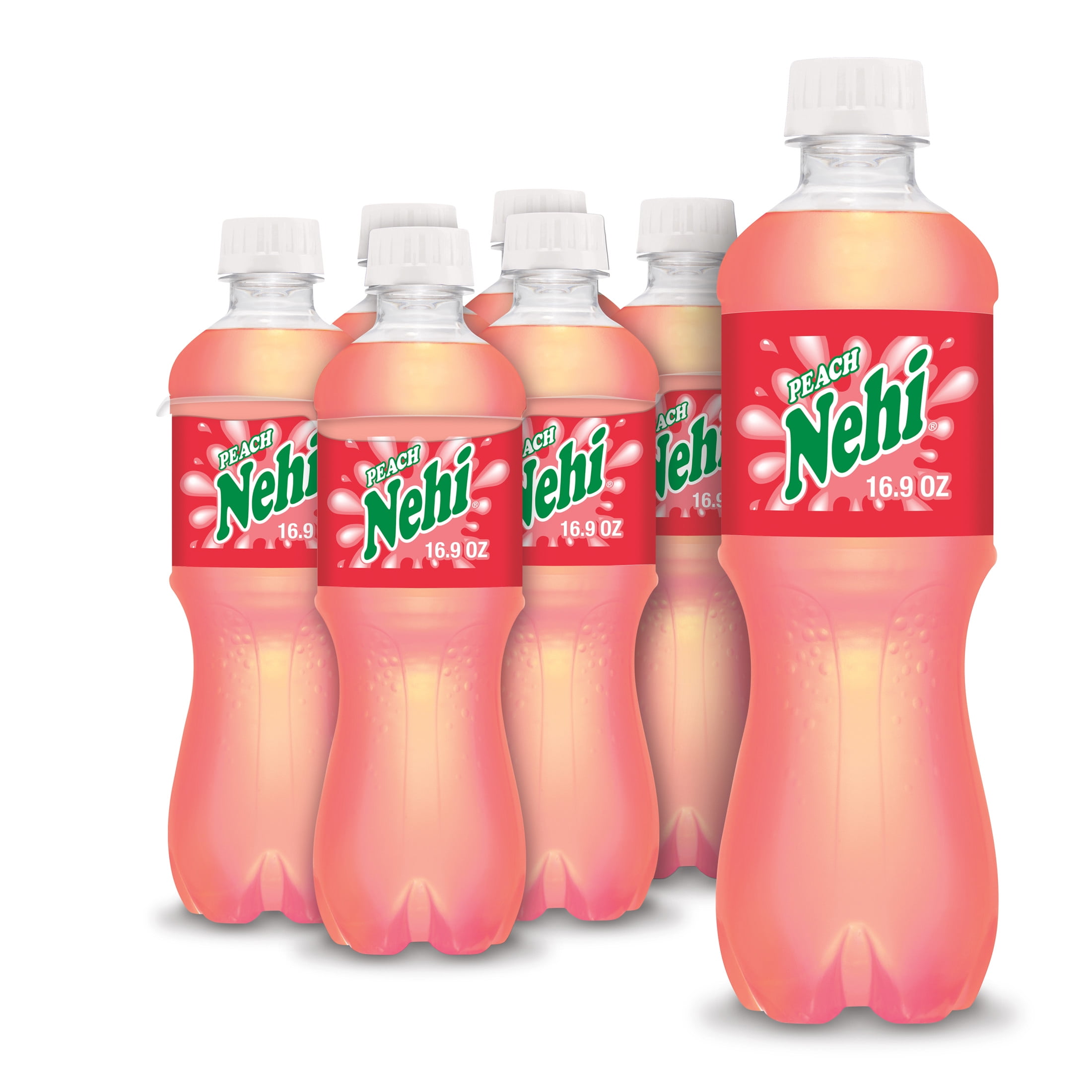 Nehi Caffeine Free Peach Soda Pop, 16.9 fl oz, 6 Pack Bottles
