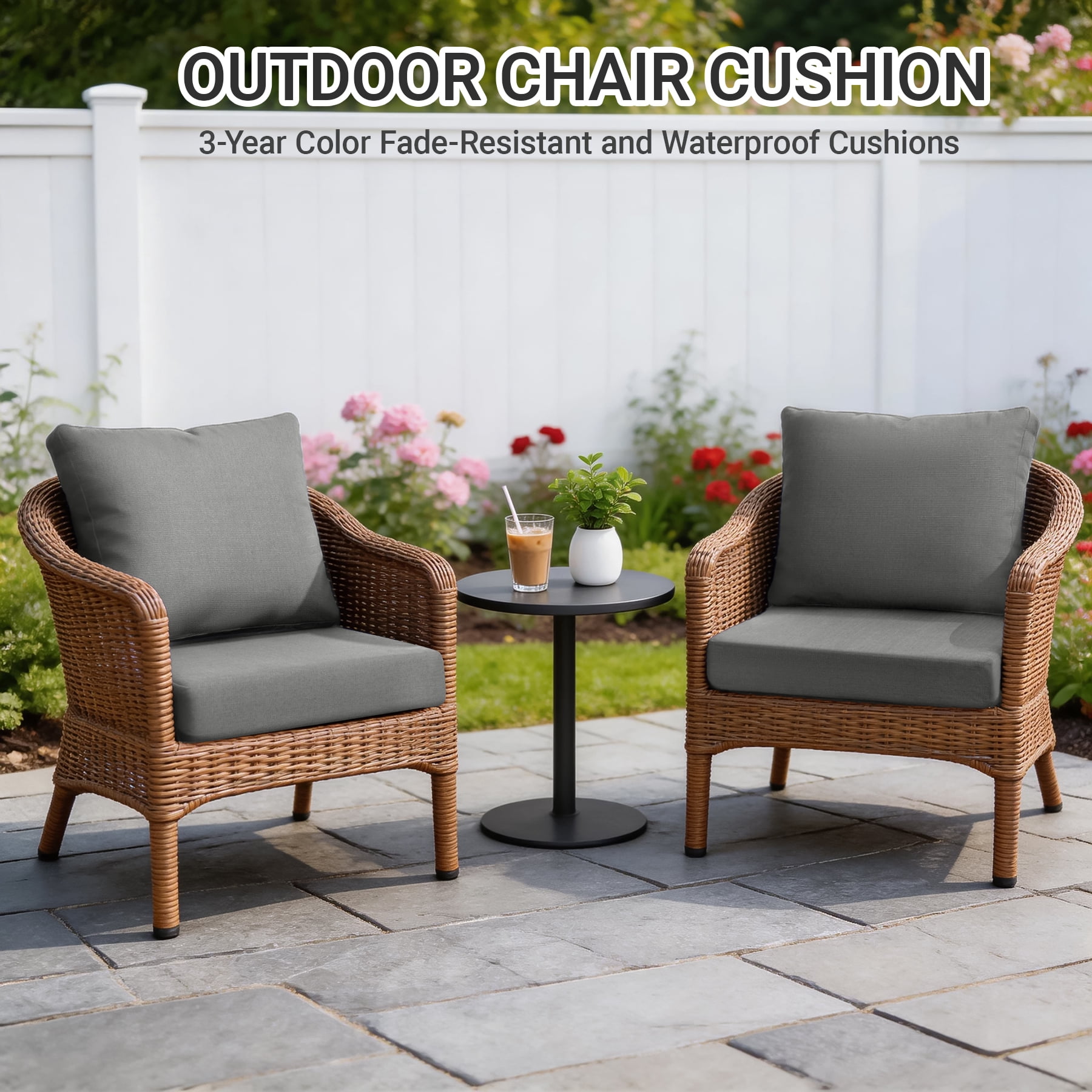 Favoyard Deep Seat Patio Cushion Set, 22 inch Rainproof & Fadeness Patio Cushions for Outdoor Chair Couch with Removable Cover
