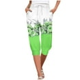thumbnail image 2 of WXLWZYWL Womens Capri Pants 2024 Casual Drawstring Elastic Waist Sweatpants Loose Jogger Summer Vacation Lounge Sweatpants Striped Floral Printed Pants with Pockets, 2 of 6