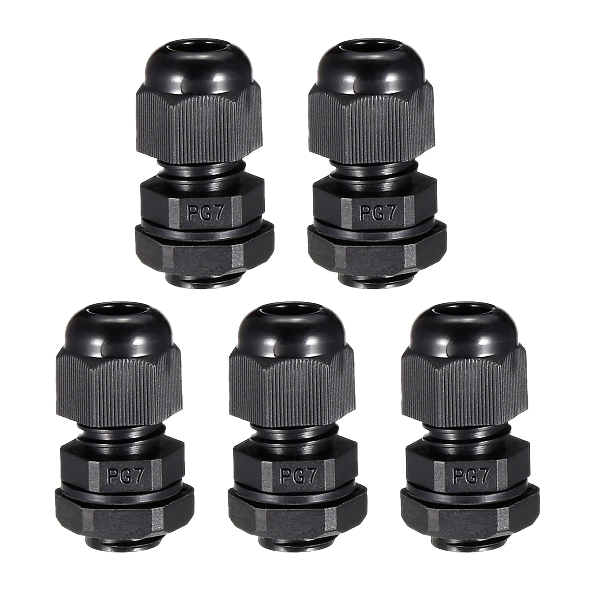 PG7 Cable Gland Waterproof Plastic Joint Adjustable Locknut Black for