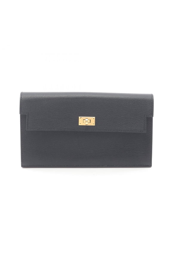 Pre-Owned Hermes Herms Kelly Pocket Long Bifold Wallet, Leather Chevre Sham Killa,...