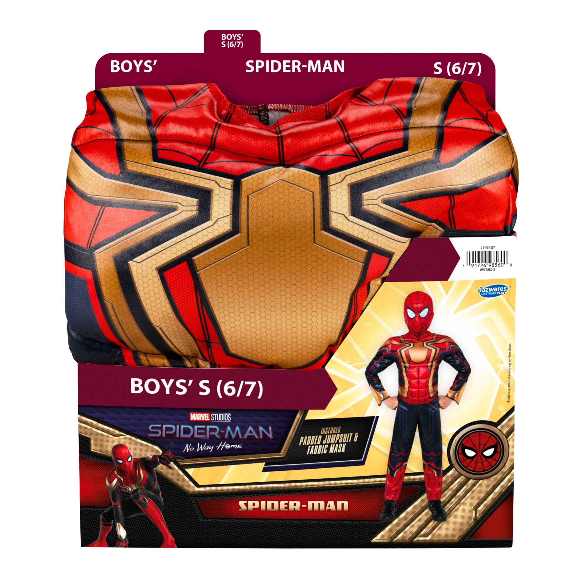 Marvel's Spider-man Integrated Halloween Costume for Children, Boy's Size S (6/7), by Jazwares