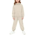 thumbnail image 5 of XIMIN Boys Girls Athletic Matching Set, 2 Piece Tracksuit with Hooded Sweatshirt and Joggers, Jogging Sweatsuit (Beige, 7-8 Years), 5 of 9