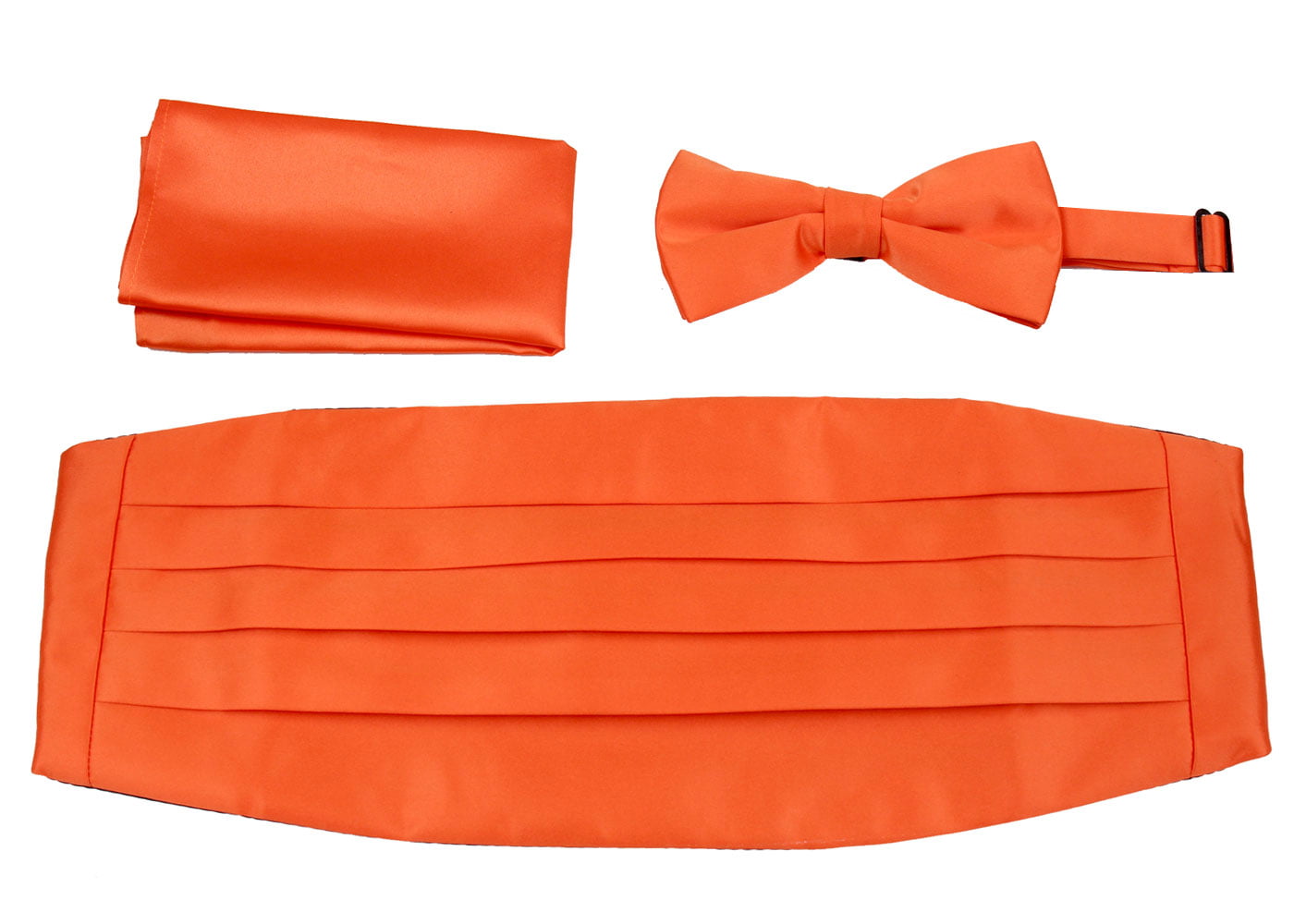 Mens Formal Woven Satin Cummerbund Pre-Tied Bowtie Hanky set Many Solid Colors Available