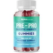MAV Nutrition Probiotic Gummies with Vitamin C and Folic Acid | Intestine Pro Digestive Enzymes for Gut Health | 5 Billion CFU Probiotics | 60 Gluten Free, Non-GMO Capsules