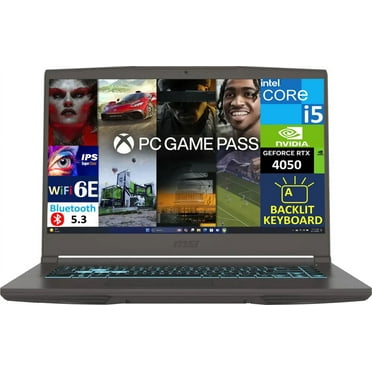 MSI THIN 15 Gaming Laptop 15.6in 144Hz IPS FHD Display (Intel i5-13420H, GeForce RTX 4050 6GB, 16GB DDR4, 512GB PCIe SSD, Backlit KB, WiFi 6E, Webcam, Bluetooth 5.3, Win 11 Pro)