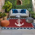 thumbnail image 2 of Nautical Anchor Outdoor Rug for Patio/Deck/Porch, Non-Slip Large Area Rug 3 x 5 Ft, Red Navy Blue Coastal Stars Ocean Indoor Outdoor Rugs Washable Area Rugs, Reversible Camping Rug Carpet Runner, 2 of 8