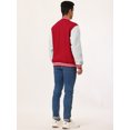 thumbnail image 4 of Chaqueta de béisbol Varsity para hombre, bloque de color, uniforme escolar, chaquetas de bombardero Letterman, rojo medio, gris Unique Bargains Chaqueta, 4 of 5