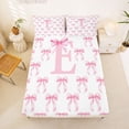 thumbnail image 5 of Erosebridal Letter G Initial Print Kids Bed Sheets,Cute Pink Bowknot King Sheets For Girls 4 Pieces, 5 of 6