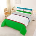 thumbnail image 2 of Manfei Uzbekistan Flag Queen Comforter Set,White Green Red Comforter Sets Queen,Light Gray Reversible,3-Piece,1 Comforter and 2 Pillowcases, 2 of 7