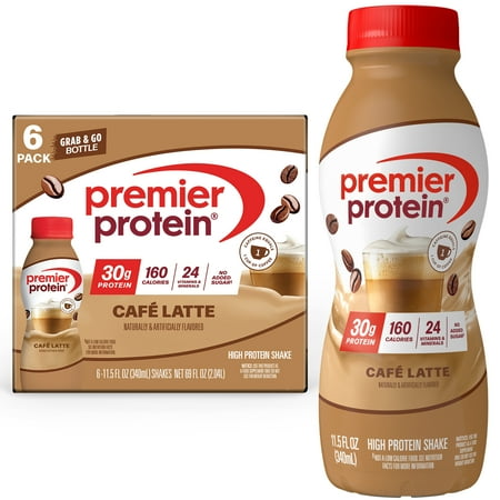 Premier Protein Shake, Café Latte, 30g Protein, 11.5 Fl Oz, 6 Ct