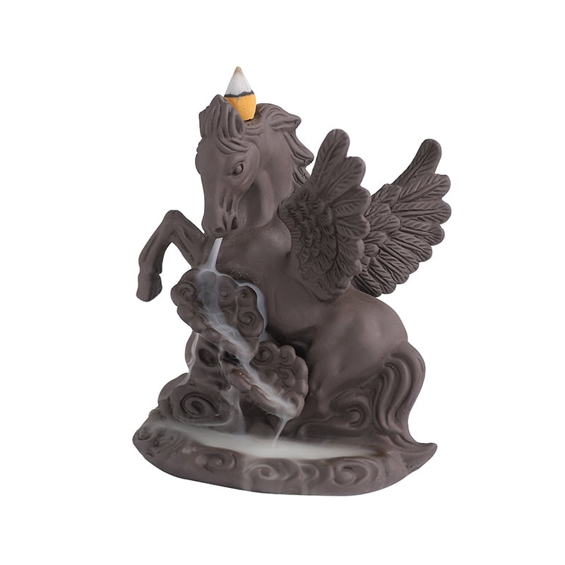 Creative Wing Horse Auspicious Clouds Backflow Incense Burner Waterfall Incense Stick Holder Burner Smoke Incense Path Decoration