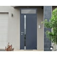 thumbnail image 6 of Front Exterior Prehung Steel Door / Cynex 6777 Grey / Top Exterior Window / Stainless Inserts Single Modern Painted-W32" x H80+16"-Right-hand Outswing, 6 of 6