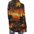 thumbnail image 3 of Fewfanhot Cardigan Sweaters for Women Halloween Long Sleeve Cardigan Fall Open Front Cardigan Pumpkin Print Medium Length Coat, 3 of 6