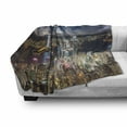 thumbnail image 3 of Cityscape Soft Flannel Fleece Blanket, Night View Hong Kong Victoria Harbor Business Financial District Cityscape Print, Cozy Plush for Indoor and Outdoor Use, 50" x 60", Navy White, by Ambesonne, 3 of 6