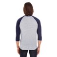 thumbnail image 2 of American Apparel Unisex Poly-Cotton 3/4-Sleeve Raglan T-Shirt Heather Grey/ Navy XS, 2 of 3