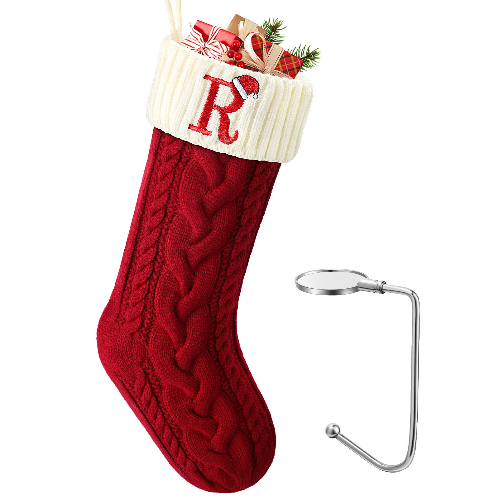 Ayieyill Christmas Stocking Letter R, 20 Inches, Red photo 1