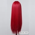 thumbnail image 3 of Red Long Straight Synthetic Wigs for Women Colorful Cosplay Party Fake Hair with Bangs, 3 of 5