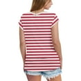 thumbnail image 5 of HVOBTTY T-Shirt de Sport pour Femmes d'Été Confortable à Enfiler, Décontracté, Imprimé, Col en V, Manches Courtes, Léger, Quotidien, Extérieur, Hauts, Rouge, P, 5 of 5