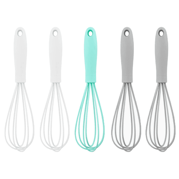 Paquete de 5 mini batidores de cocina de silicona coloridos, mini batidor de cocina para mezclar huevos, leche y masa