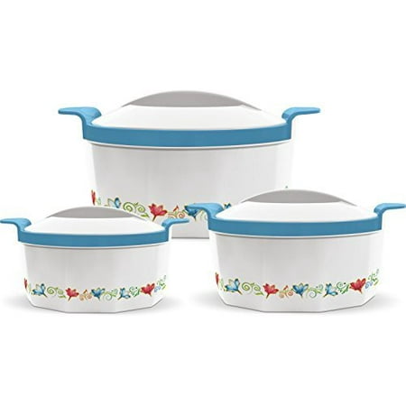 Emerilware Steel Casserole (Milton Fionna Insulated 3-Piece Keep Hot / Cold Casserole Set with Stainless Steel Inner 2.5L, 1.5L,)